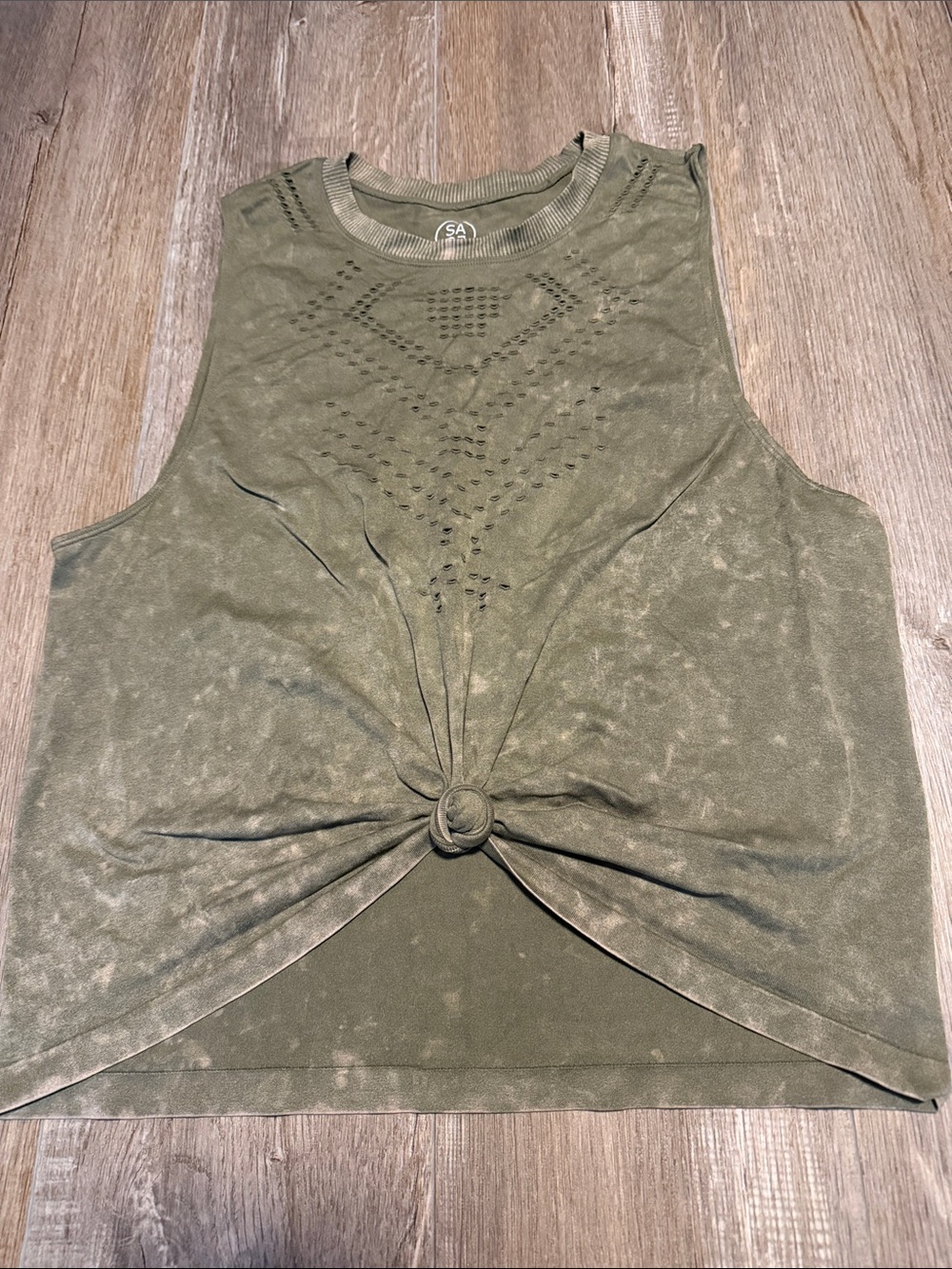 Sage Olive Green Sleeveless Knot-Front Top